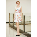 Latest Fashionable Symmetrical Floral Placement Print Swing Skater Ponte Dress